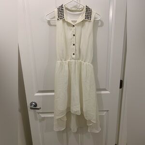 NWT Suzy SHIER Cream High Low Studded Collar Dress Size S